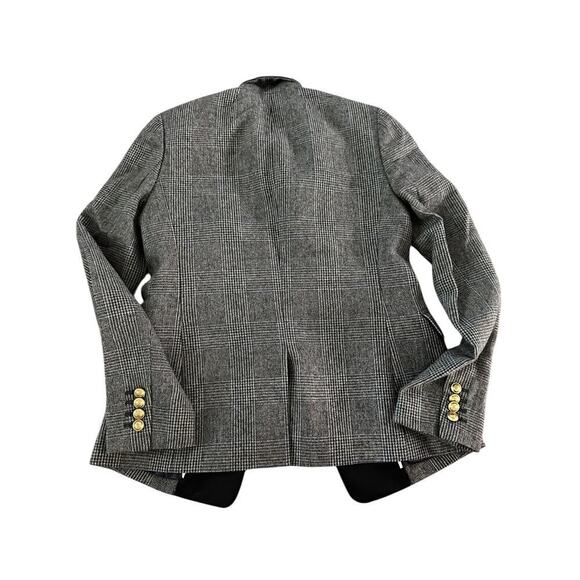 J.Crew Women's Regent Gray Plaid Gold Shield Button Surgeon Cuff Blazer Size 2 - Picture 2 of 9